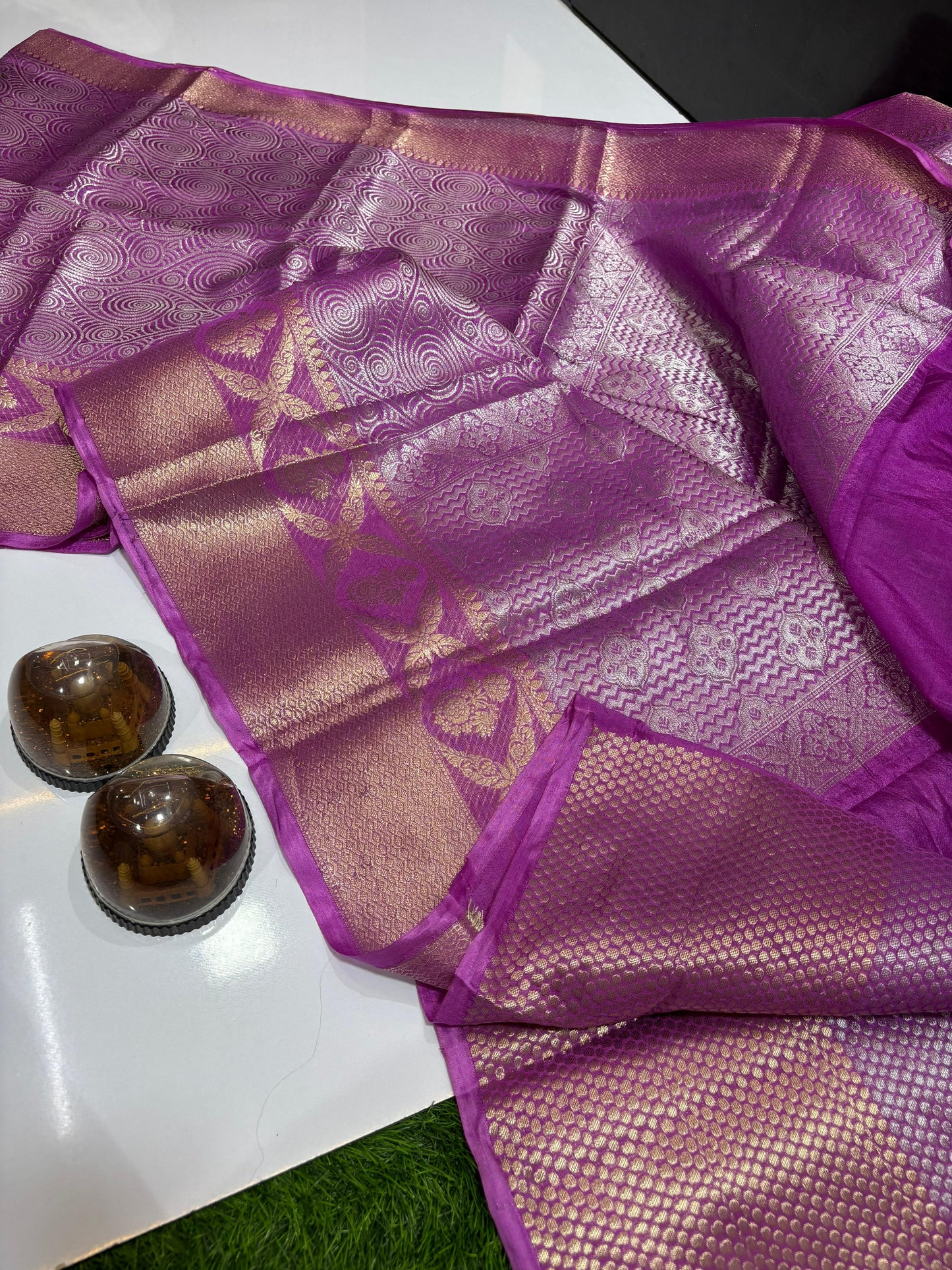 Purple Banarasi Dayable Warm Silk Saree Alna Apparels
