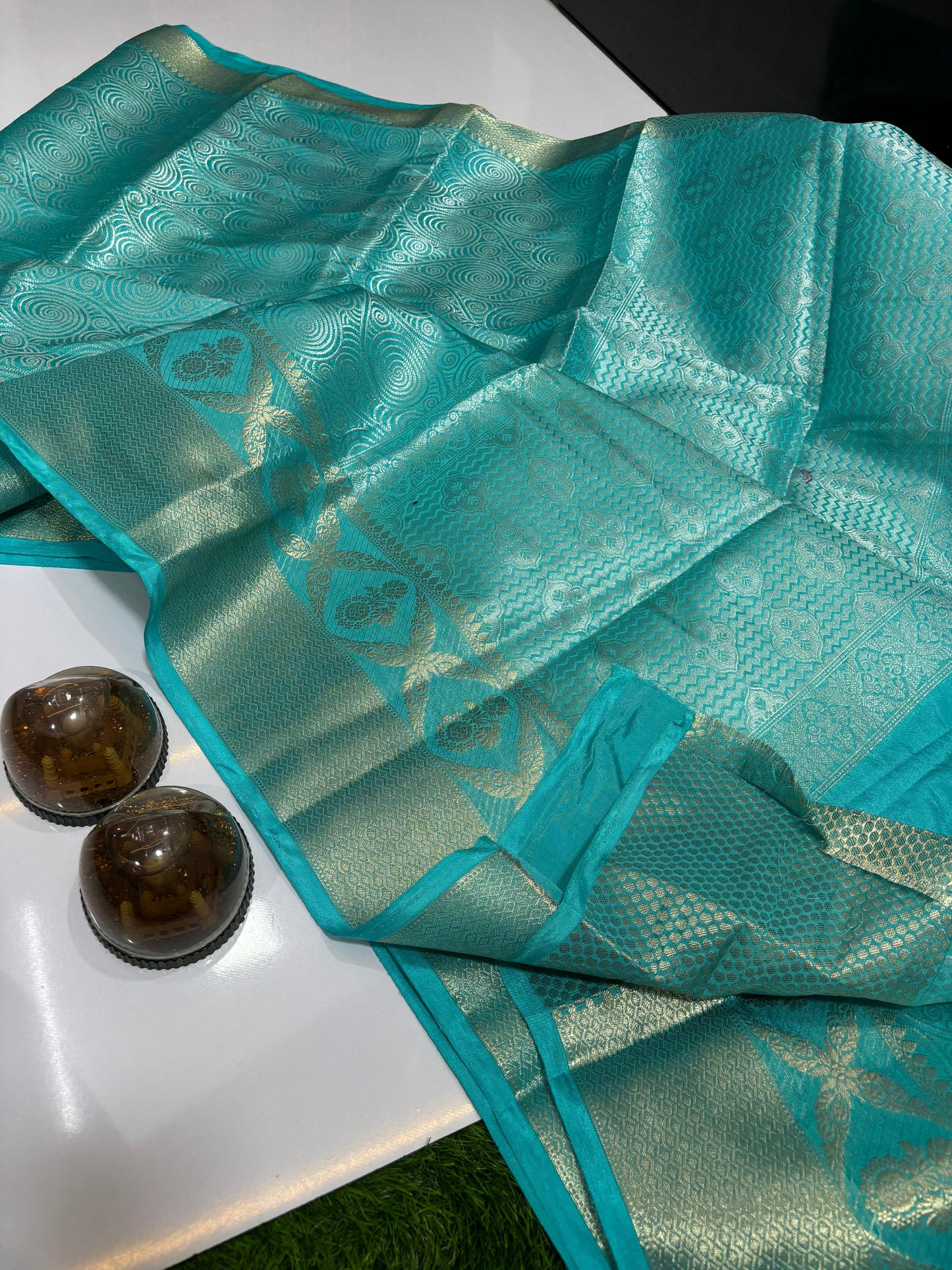Sky Blue Banarasi Dayable Warm Silk Saree Alna Apparels