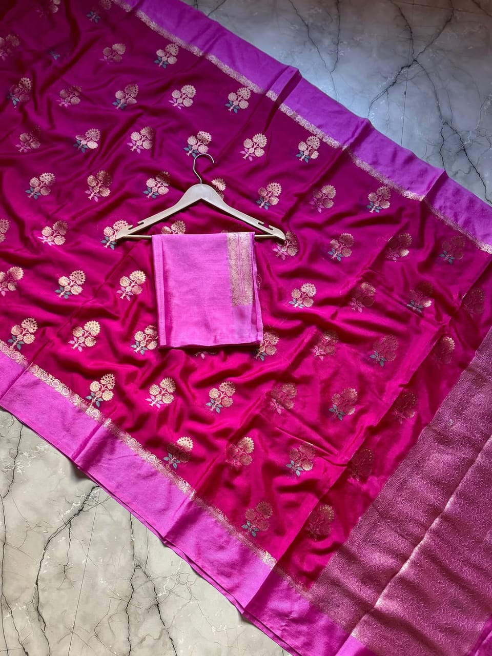Pink Color Banarasi Kathan Soft Silk Saree Alna Apparels