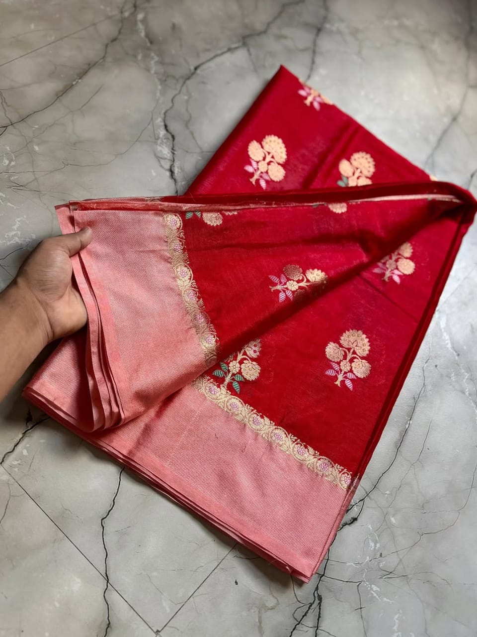 Red Color Banarasi Kathan Soft Silk Saree Alna Apparels