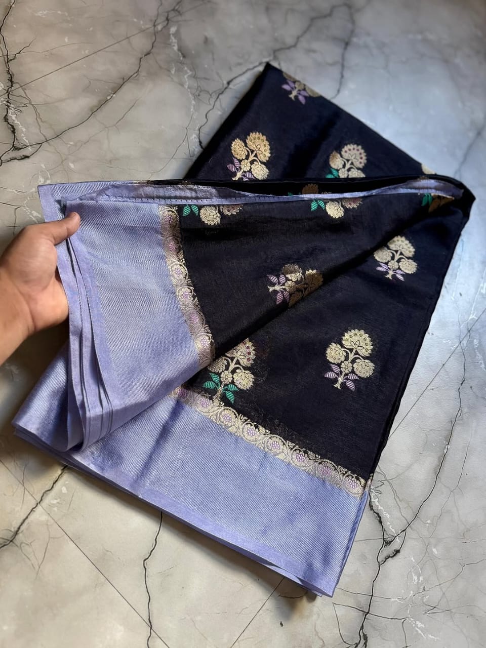 Black Color Banarasi Kathan Soft Silk Saree Alna Apparels