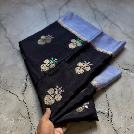 Black Color Banarasi Kathan Soft Silk Saree Alna Apparels