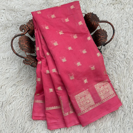 Pink Banarasi Kathan Georgette Silk Saree Alna Apparels