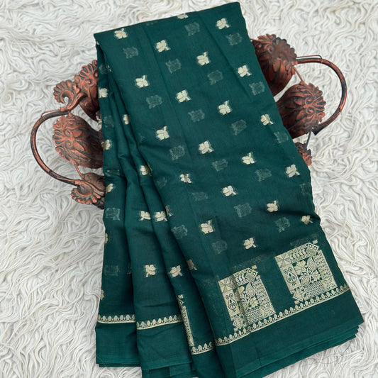 Green Banarasi Kathan Georgette Silk Saree Alna Apparels