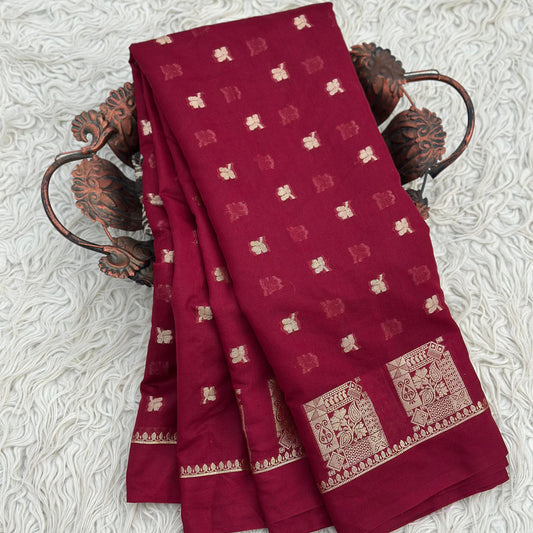 Red Banarasi Kathan Georgette Silk Saree