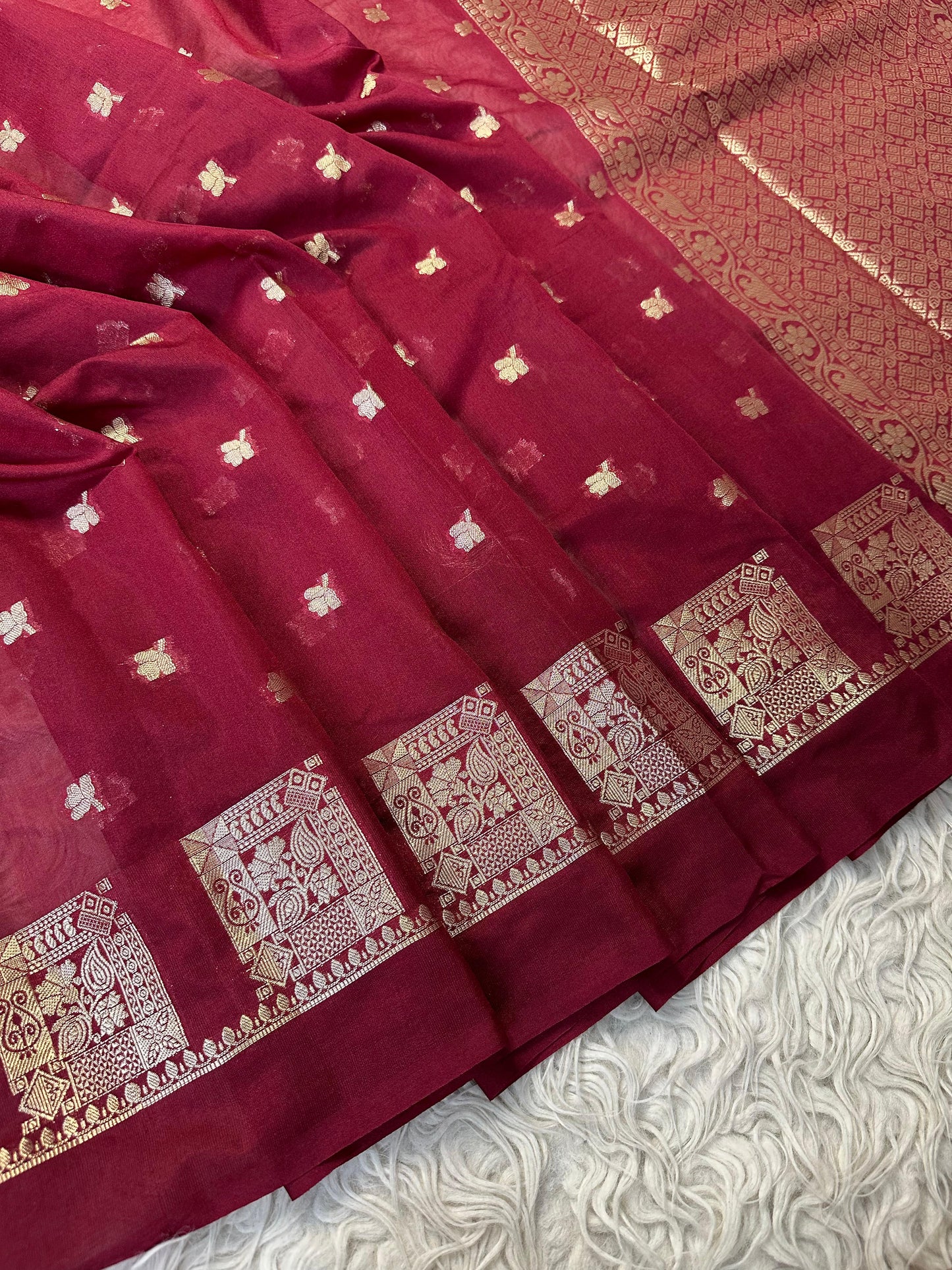 Red Banarasi Kathan Georgette Silk Saree