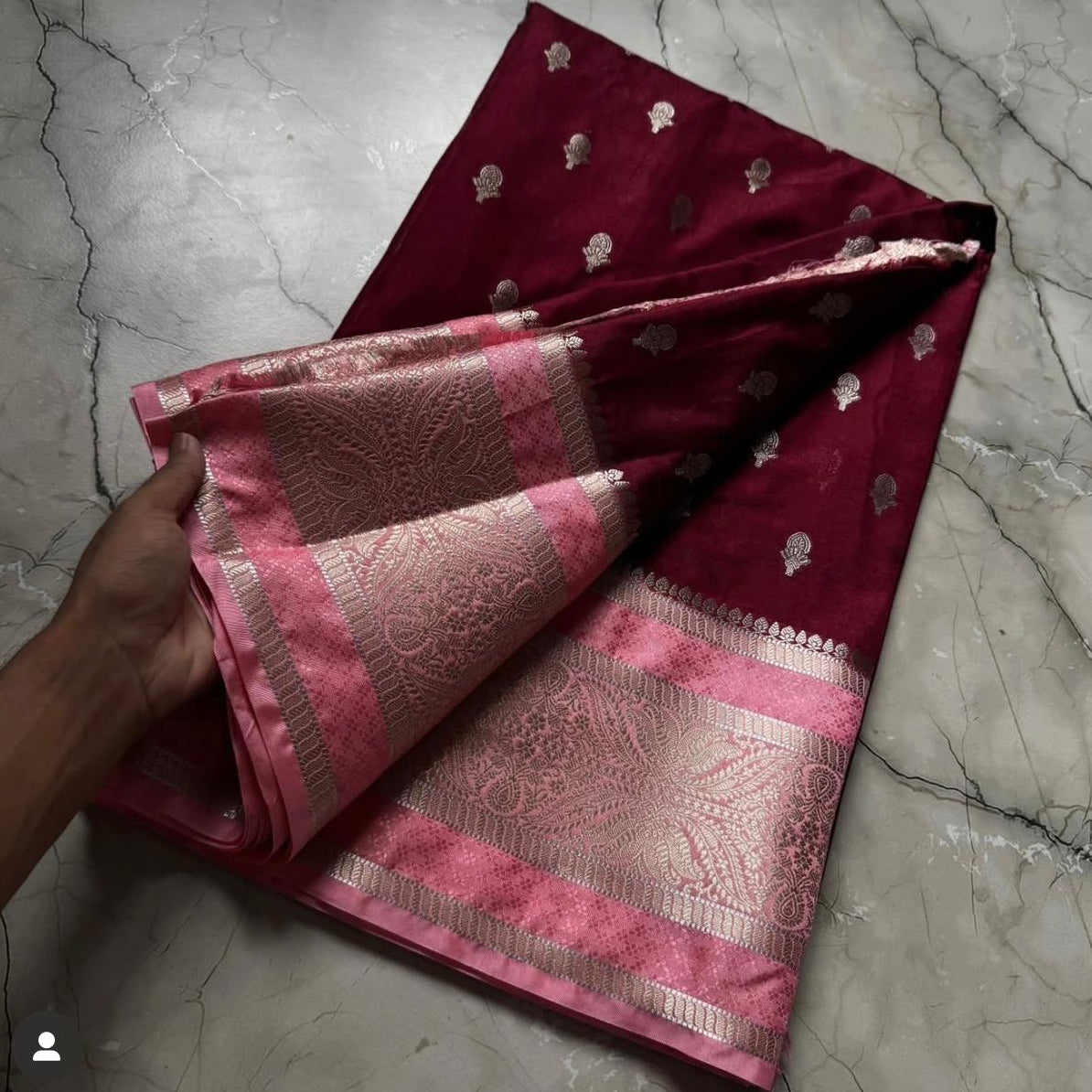 Wine Banarasi Kathan Dupion Silk Saree Alna Apparels