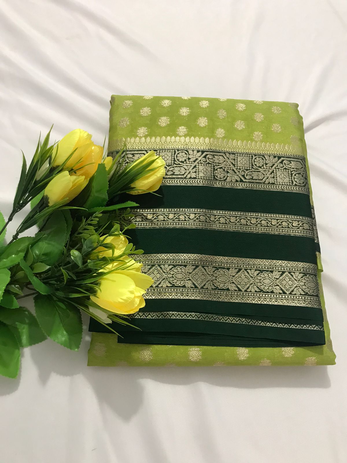 Green Banarasi Georgette Saree Alna Apparels