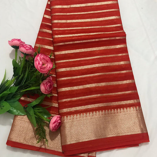 Gold Rush Color Banarasi Organza Silk Saree Alna Apparels