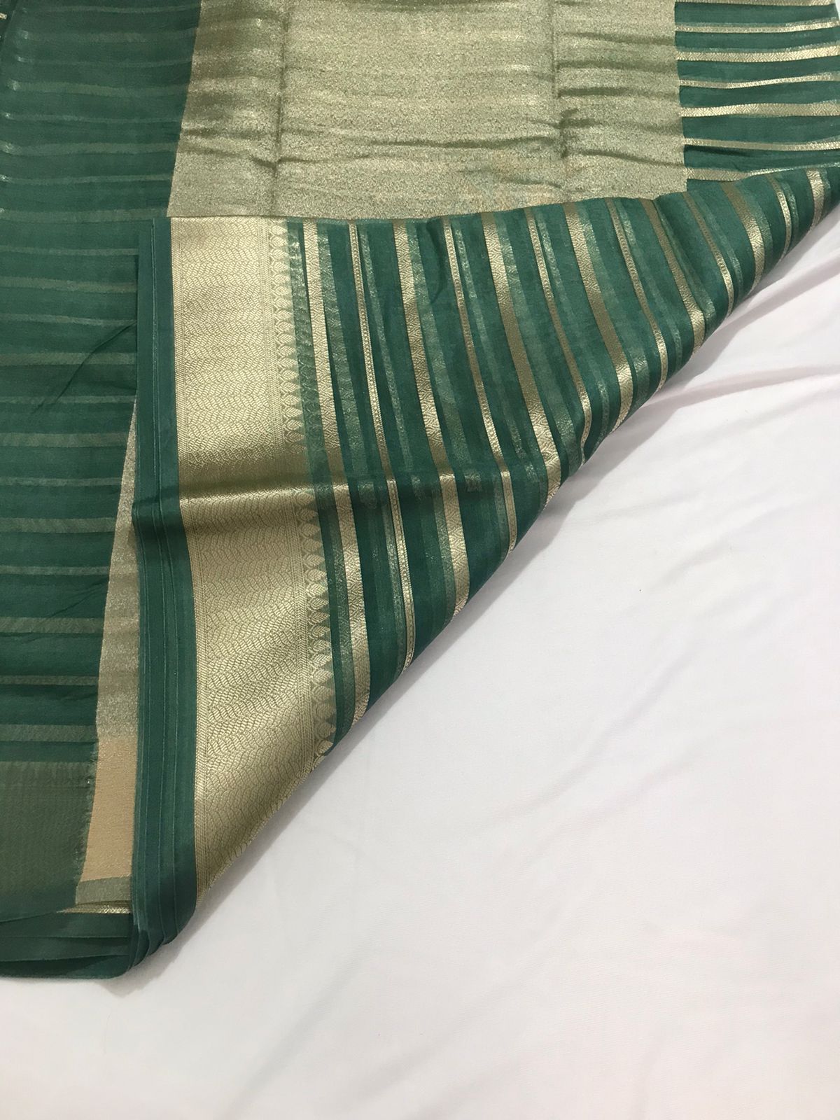 Olive Green Banarasi Organza Silk Saree Alna Apparels