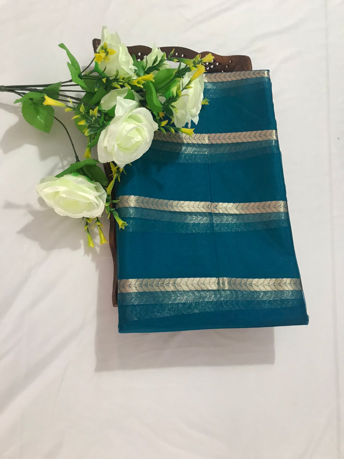Blue Banarasi Organza Silk Saree Alna Apparels