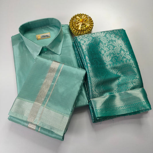 Green Color Premium Ethnic Wear Couple Combo Set Alna Apparels