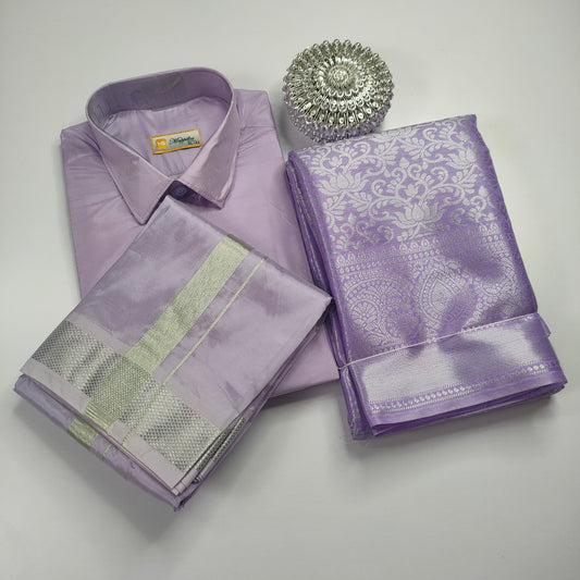 Purple Color Premium Ethnic Wear Couple Combo Set Alna Apparels