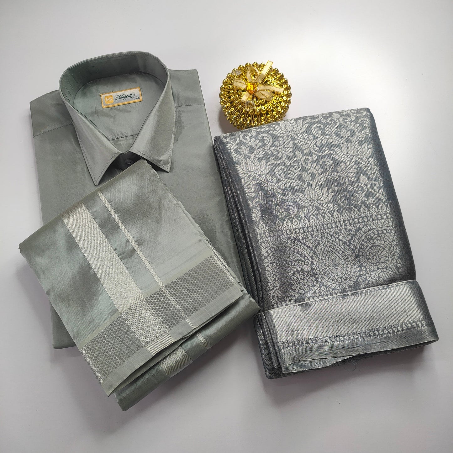 Ash Color Premium Ethnic Wear Couple Combo Set Alna Apparels