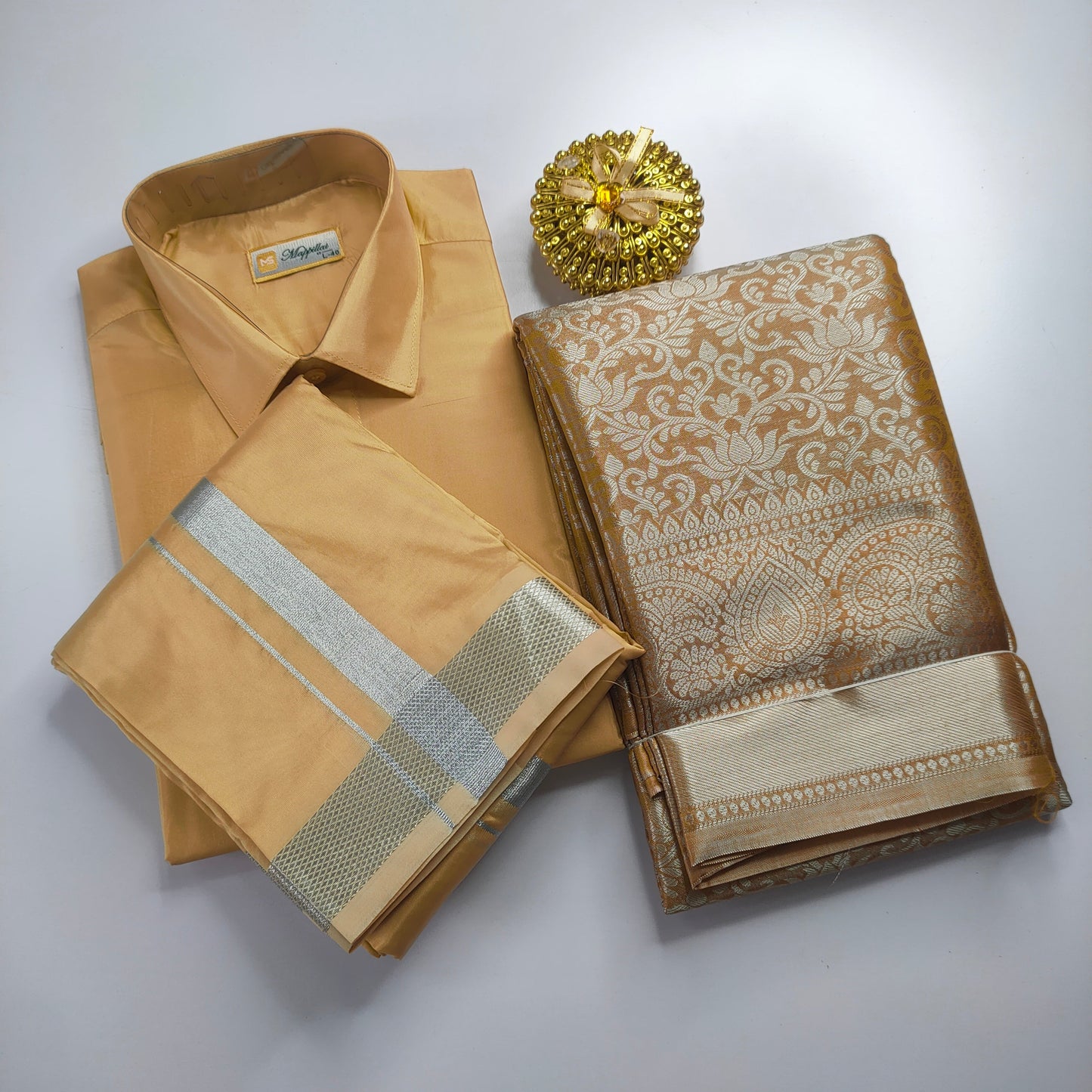 Yellow Color Premium Ethnic Wear Couple Combo Set Alna Apparels