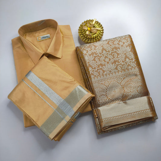 Yellow Color Premium Ethnic Wear Couple Combo Set Alna Apparels