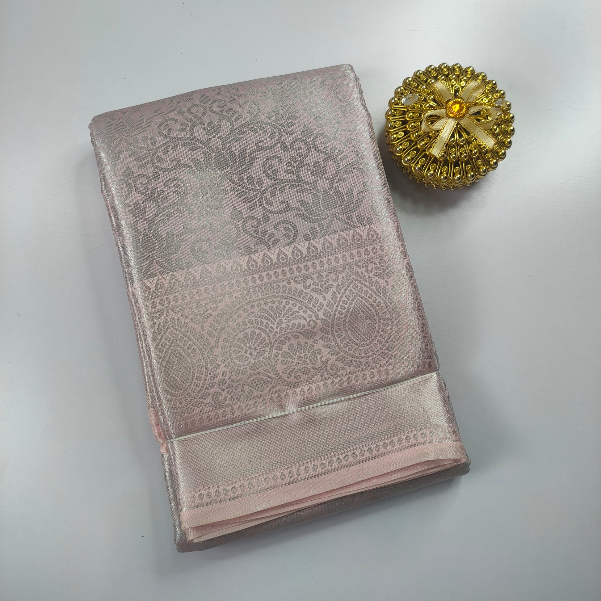 Cream Color Kanchipuram Soft Tissue Silk Saree Alna Apparels