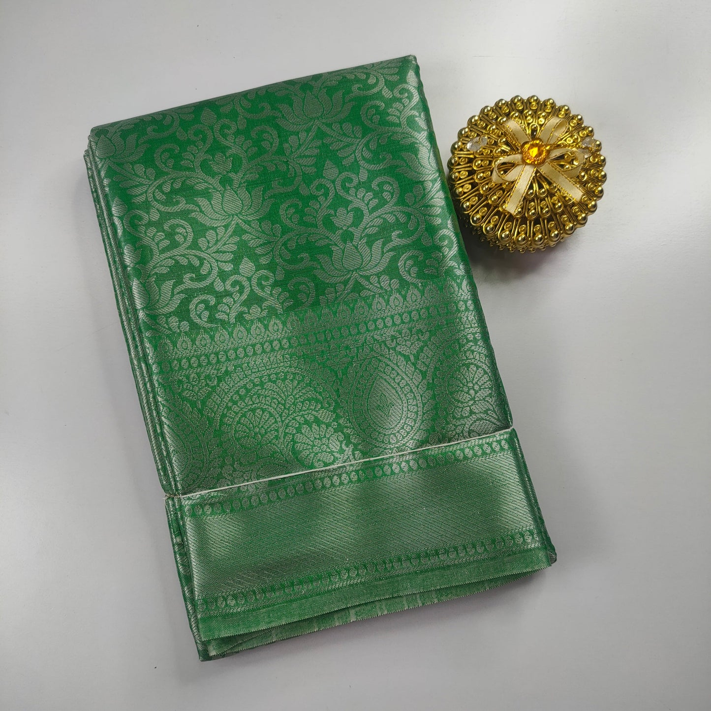 Green Kanchipuram Soft Tissue Silk Saree Alna Apparels