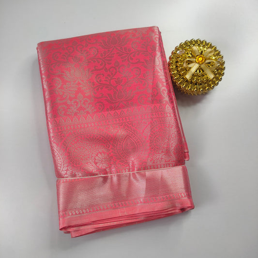 Pink Color Kanchipuram Soft Tissue Silk Saree Alna Apparels