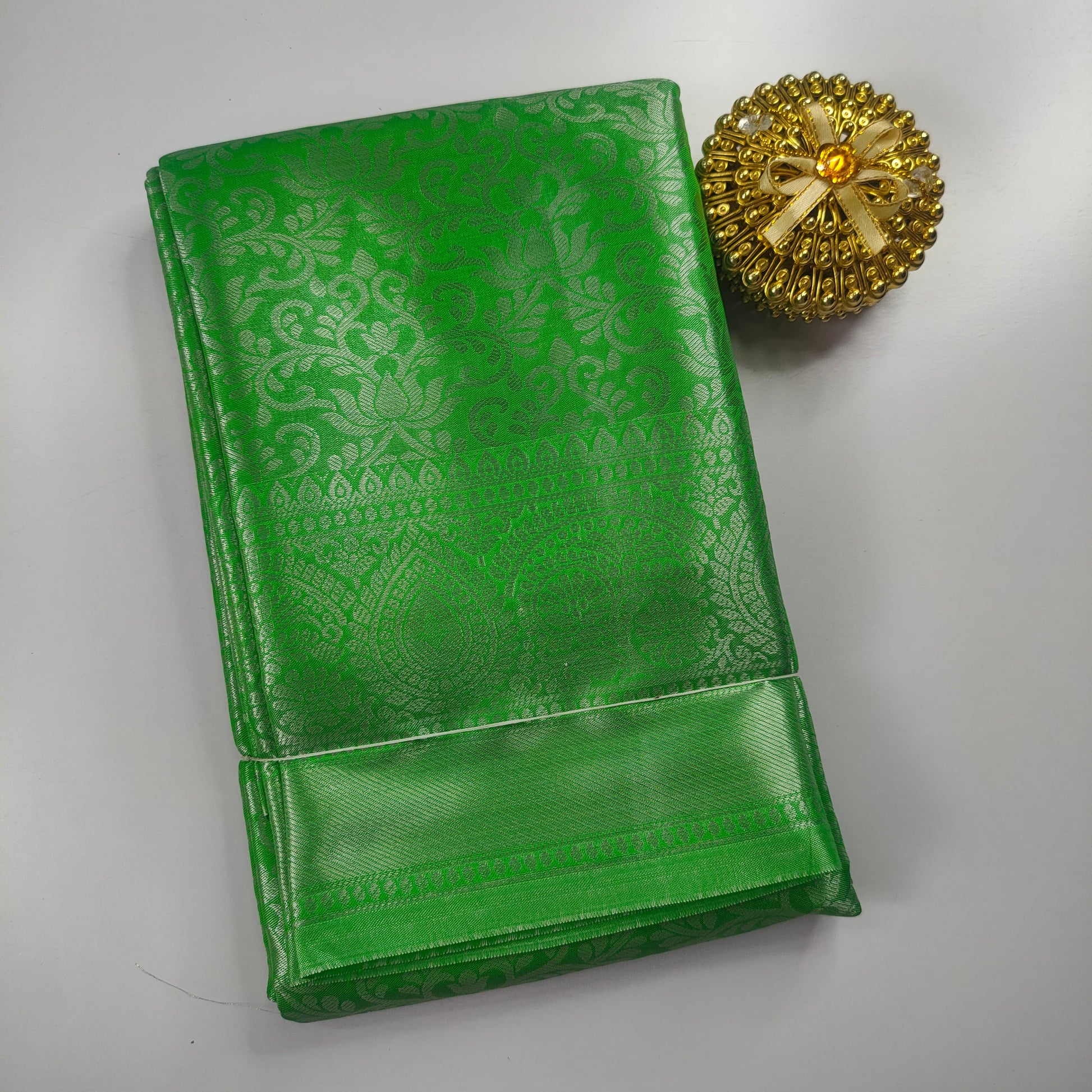 Parrot Green Color Kanchipuram Soft Tissue Silk Saree Alna Apparels