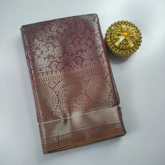 Chaco Brown Color Kanchipuram Soft Silk Saree Alna Apparels