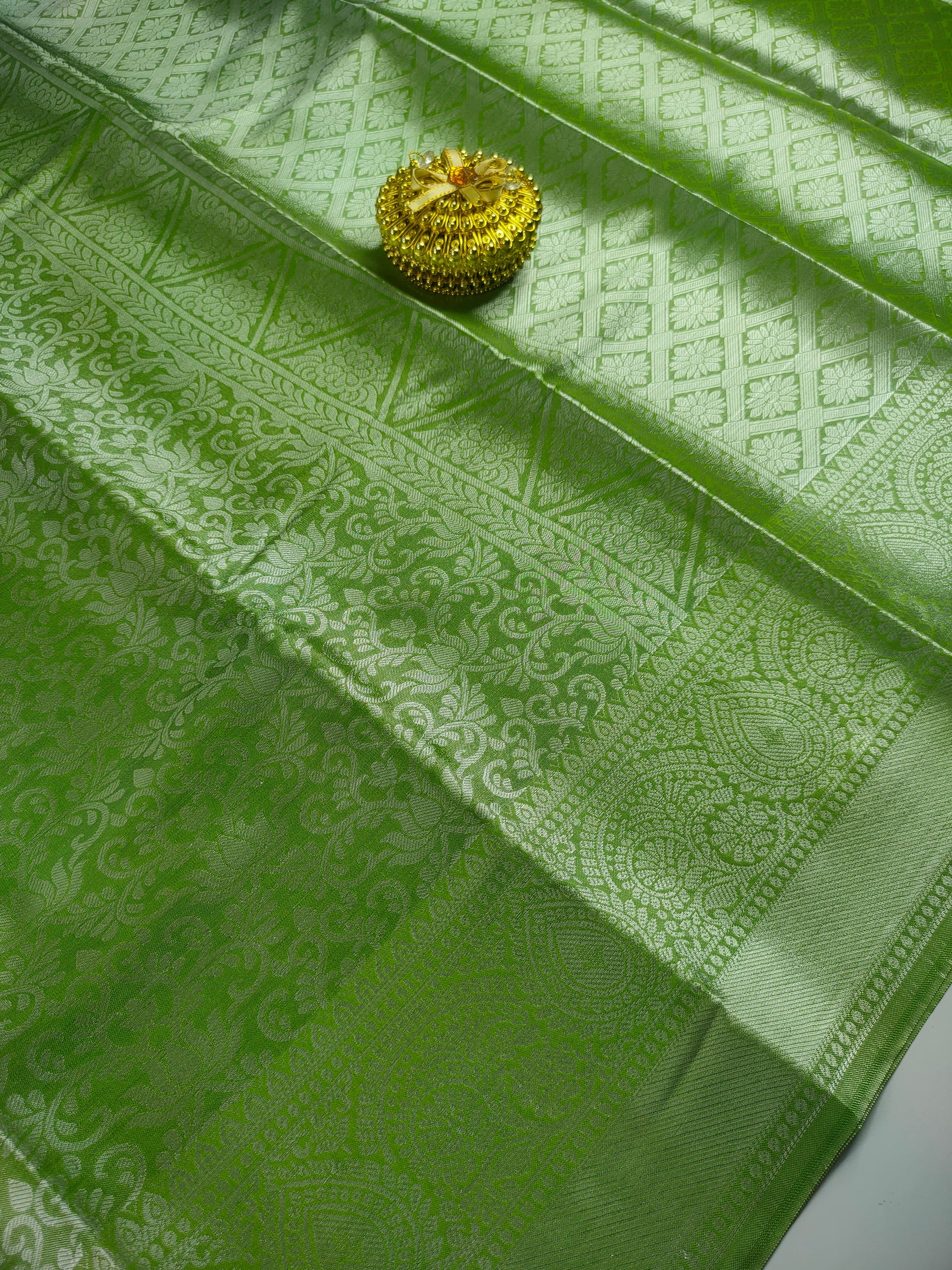 Olive Green Kanchipuram Soft Tissue Silk Saree Alna Apparels