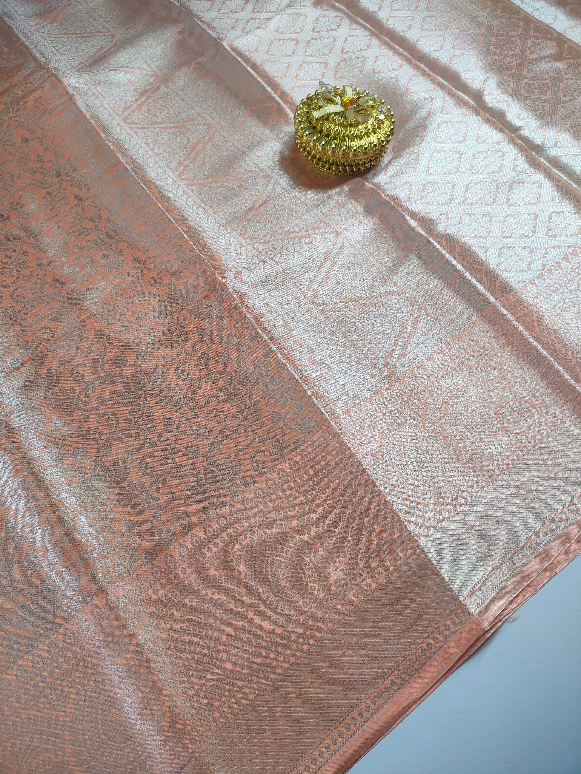 Cream Color Kanchipuram Soft Tissue Silk Saree Alna Apparels