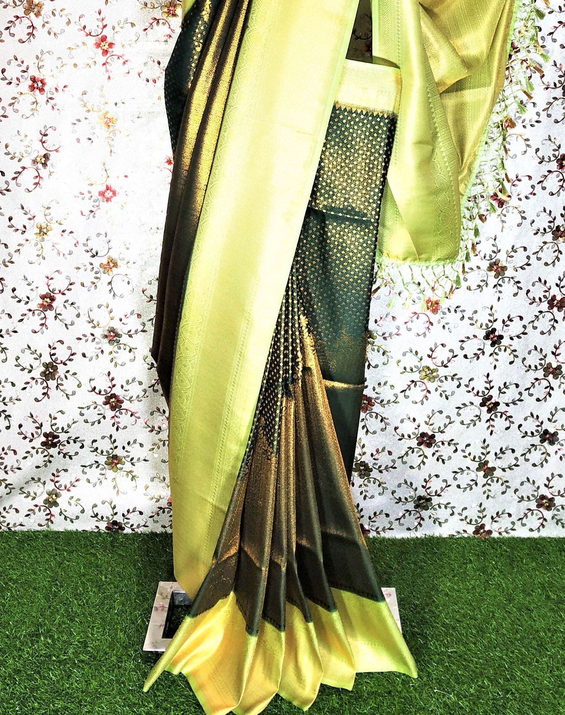 Dark Green Color Kubera Silk Saree Alna Apparels