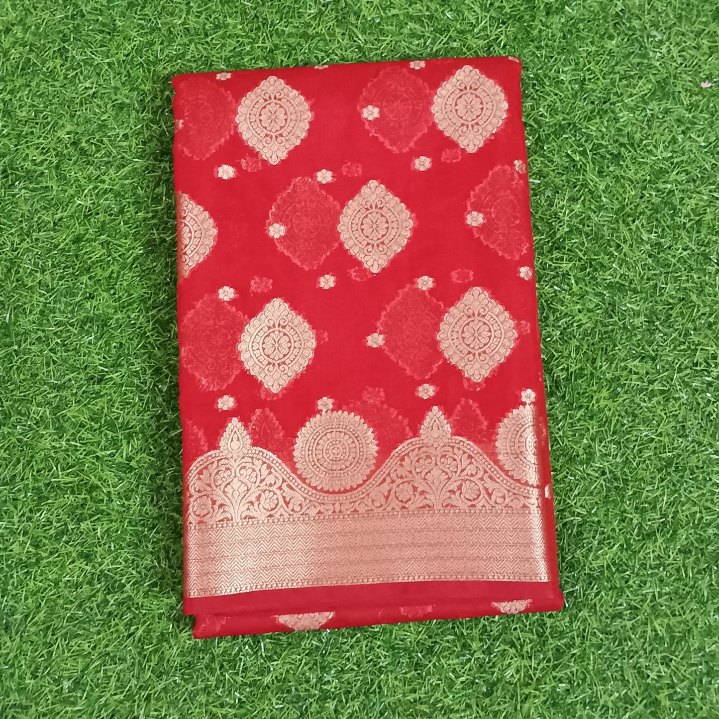Red Banarasi Georgette Saree Alna Apparels
