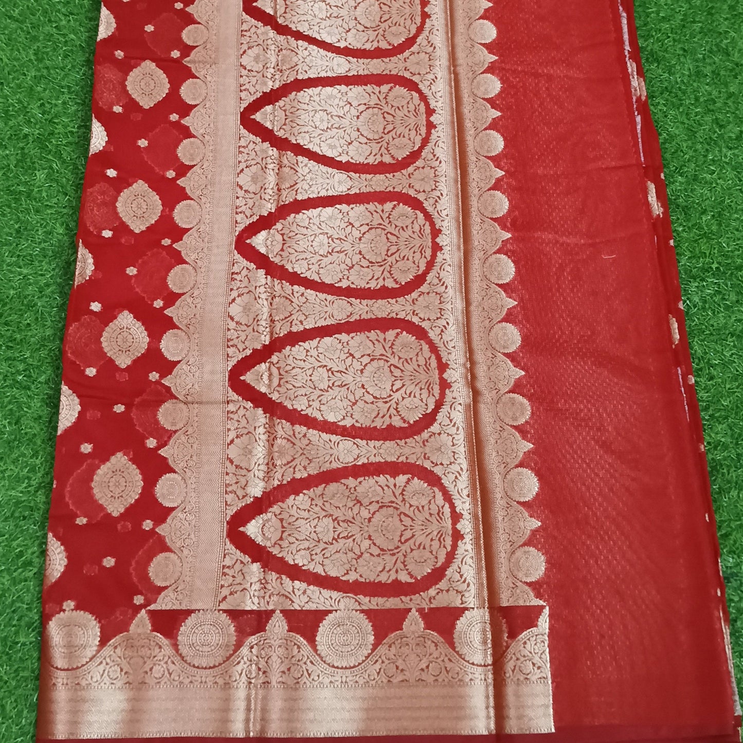 Red Banarasi Georgette Saree Alna Apparels
