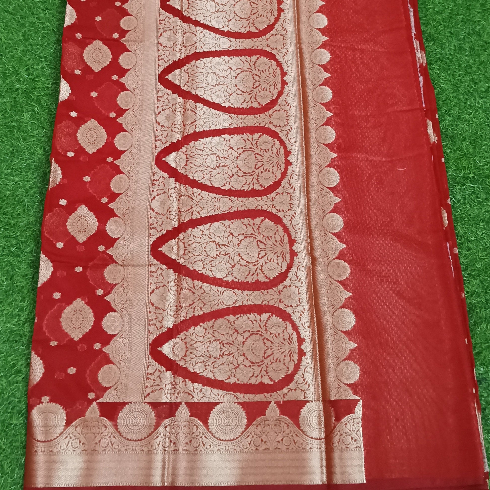 Red Banarasi Georgette Saree Alna Apparels