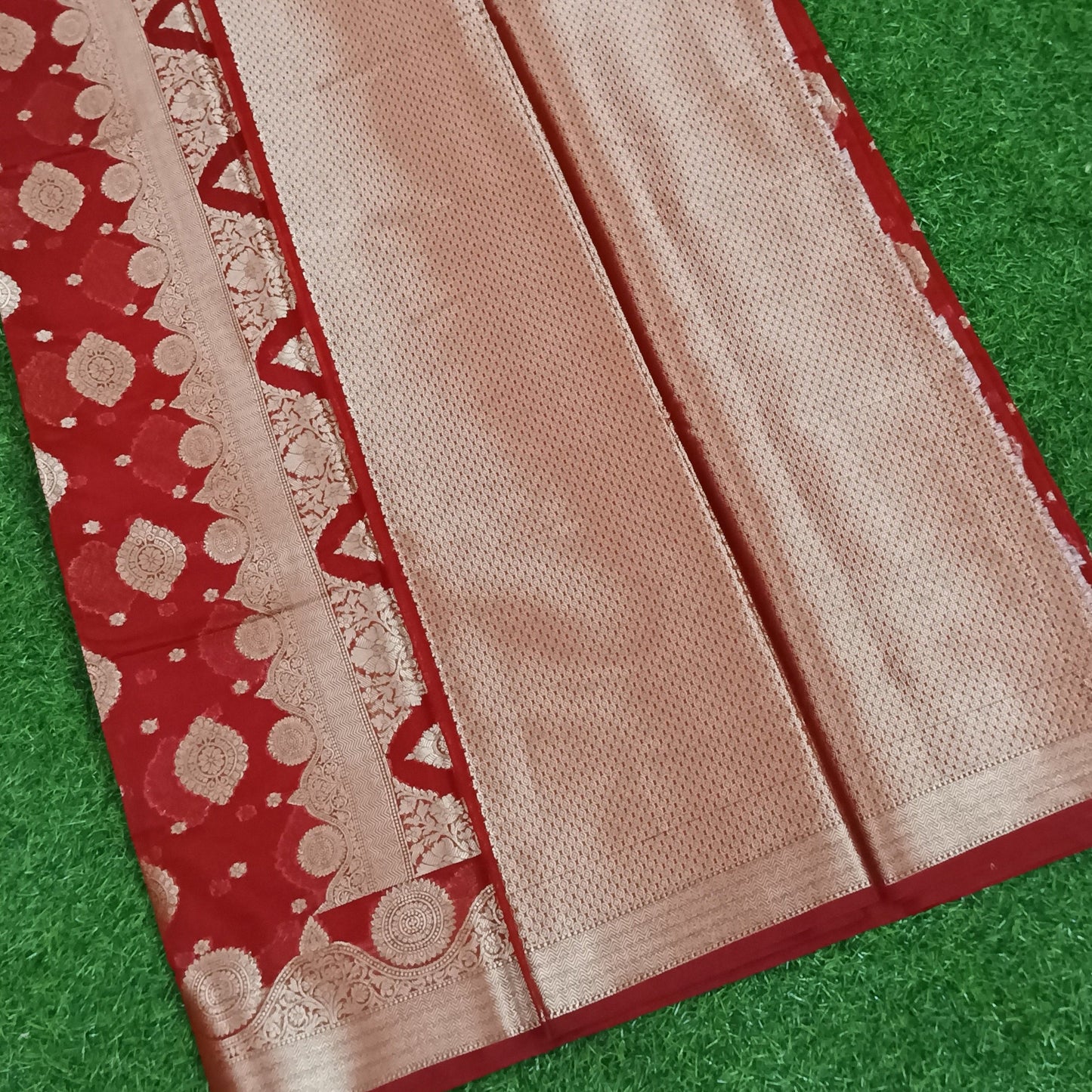 Red Banarasi Georgette Saree Alna Apparels