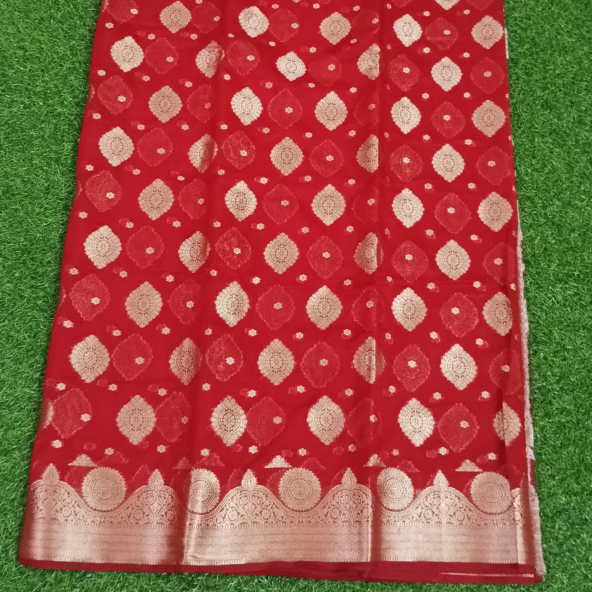 Red Banarasi Georgette Saree Alna Apparels