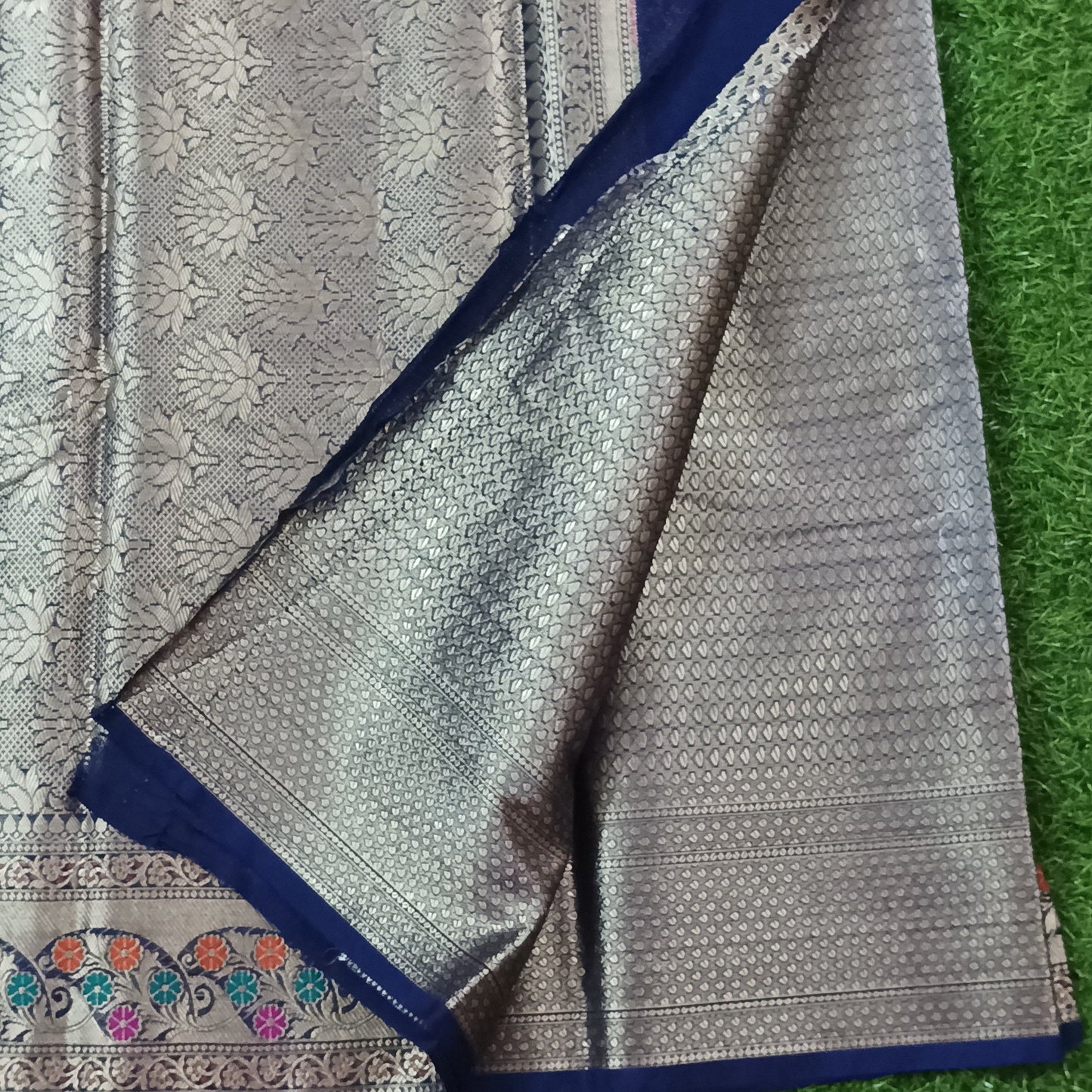 Blue Meenakari work Banarasi Silk Saree Alna Apparels