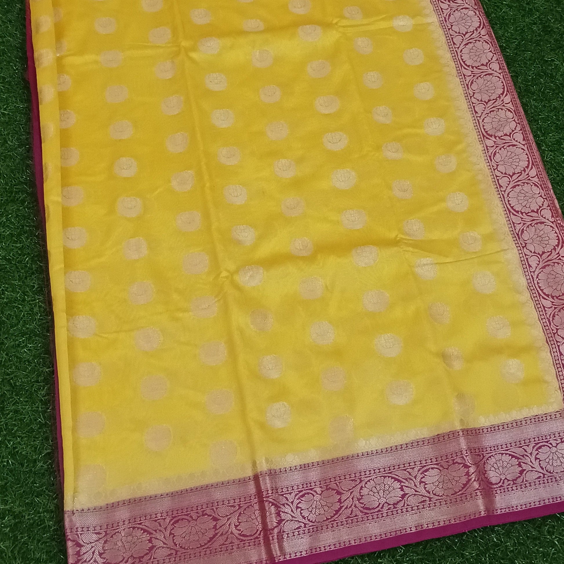 Yellow Banarasi Georgette Saree Alna Apparels