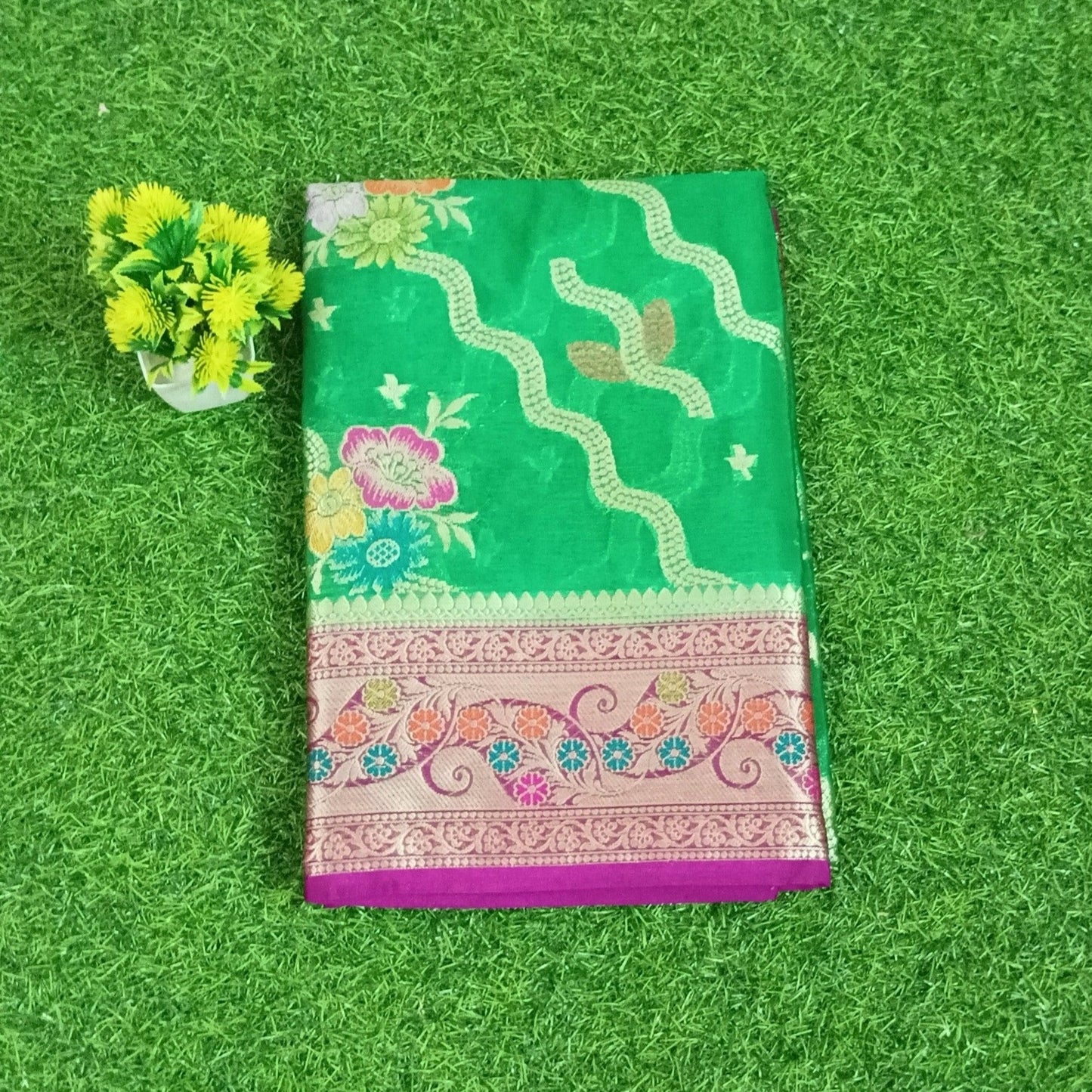 Green Meenakari work Banarasi Saree Alna Apparels