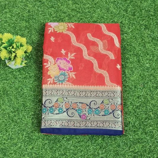 Red Meenakari work Banarasi Saree Alna Apparels
