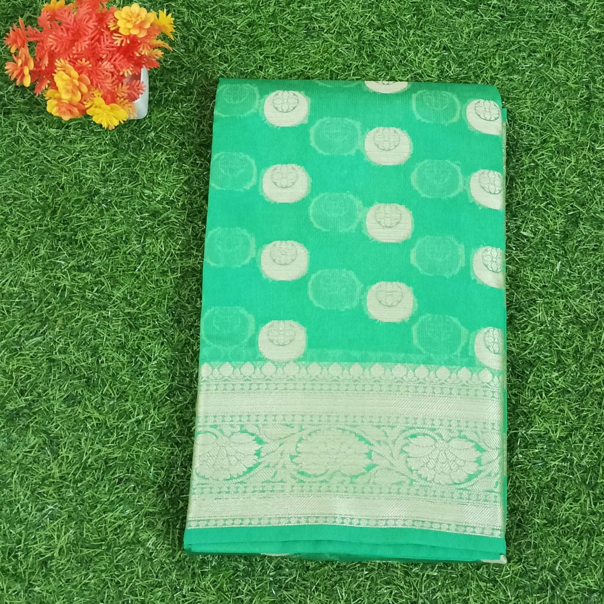 Green Banarasi Georgette Saree Alna Apparels