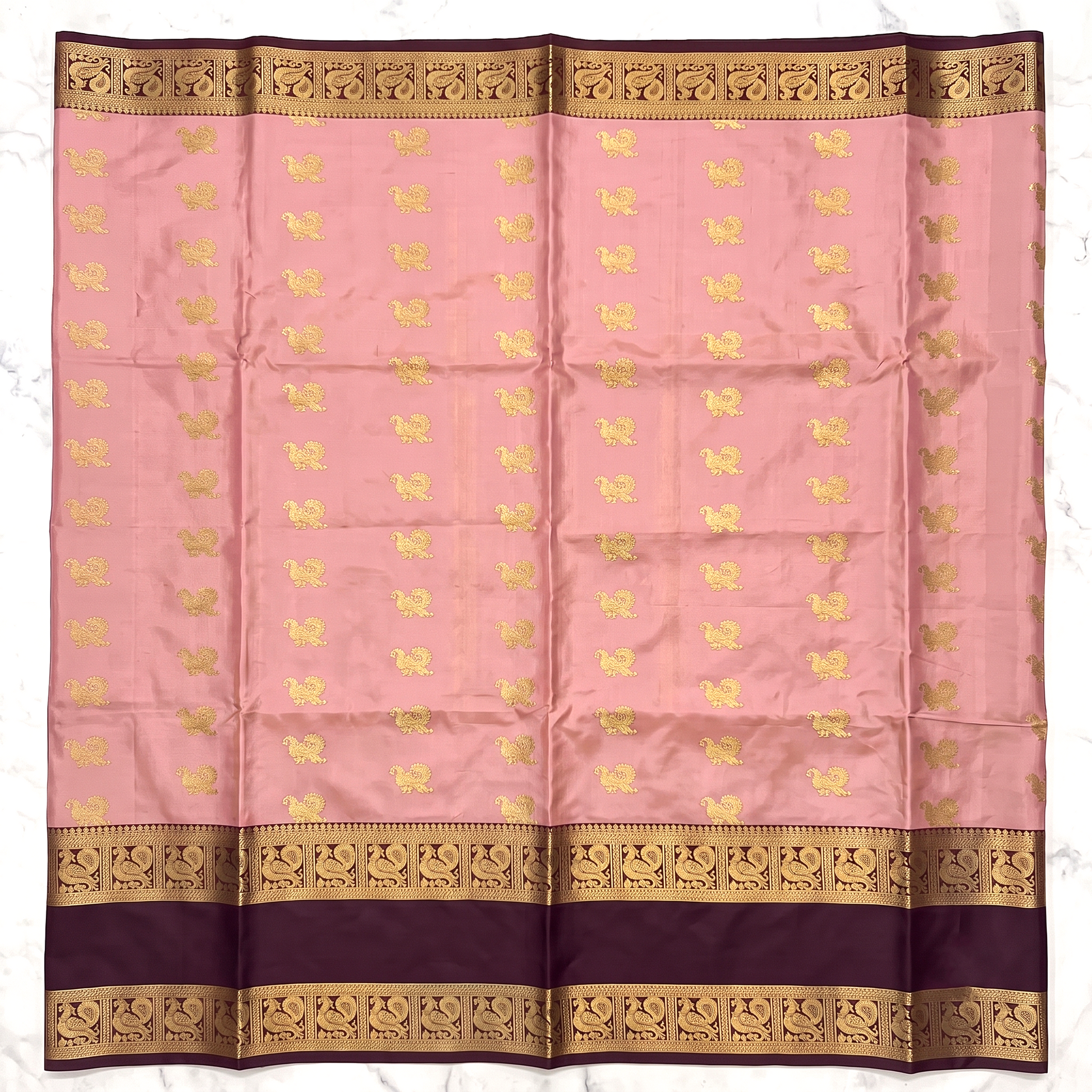 Light Pink Banarasi Semi Kathan Silk Saree Alna Apparels