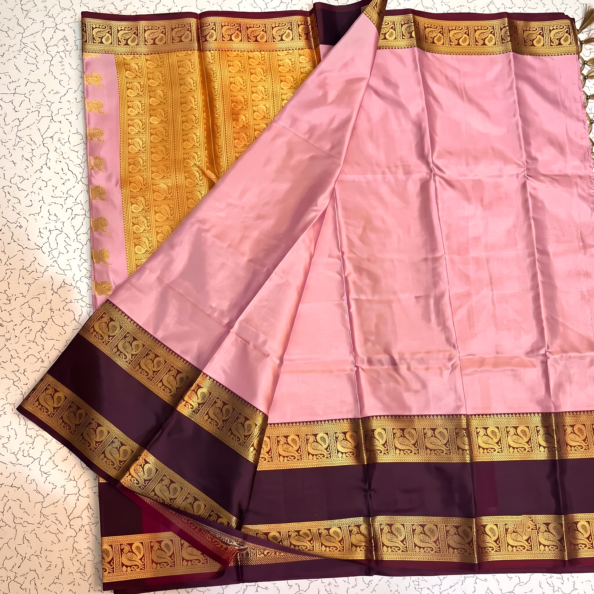 Light Pink Banarasi Semi Kathan Silk Saree Alna Apparels