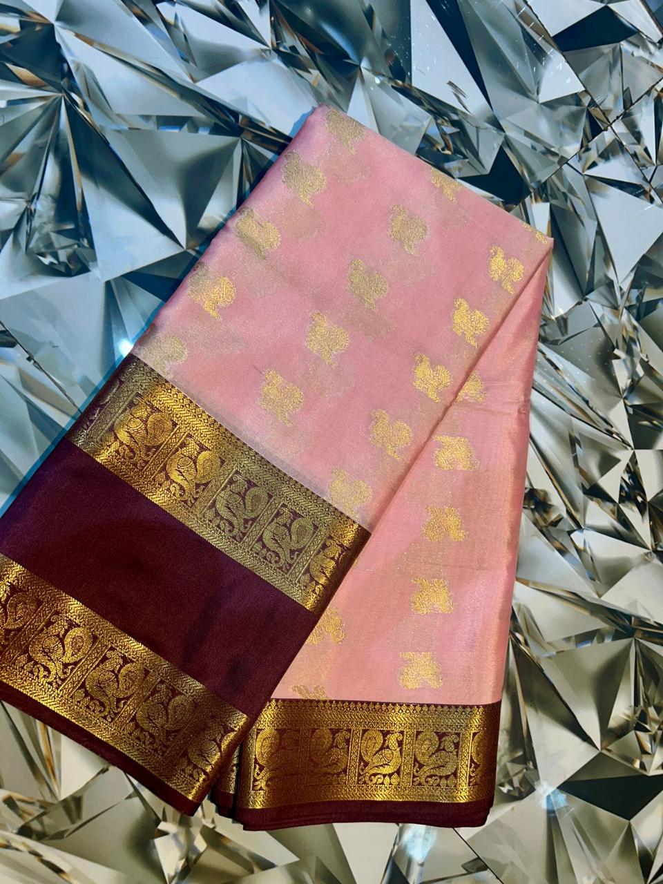 Light Pink Banarasi Semi Kathan Silk Saree Alna Apparels
