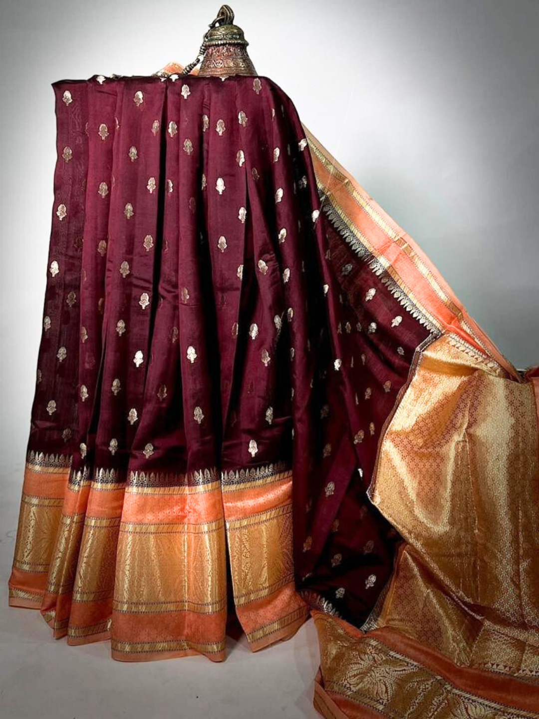 Maroon Banarasi Kathan Dupion Silk Saree - Alna Apparels