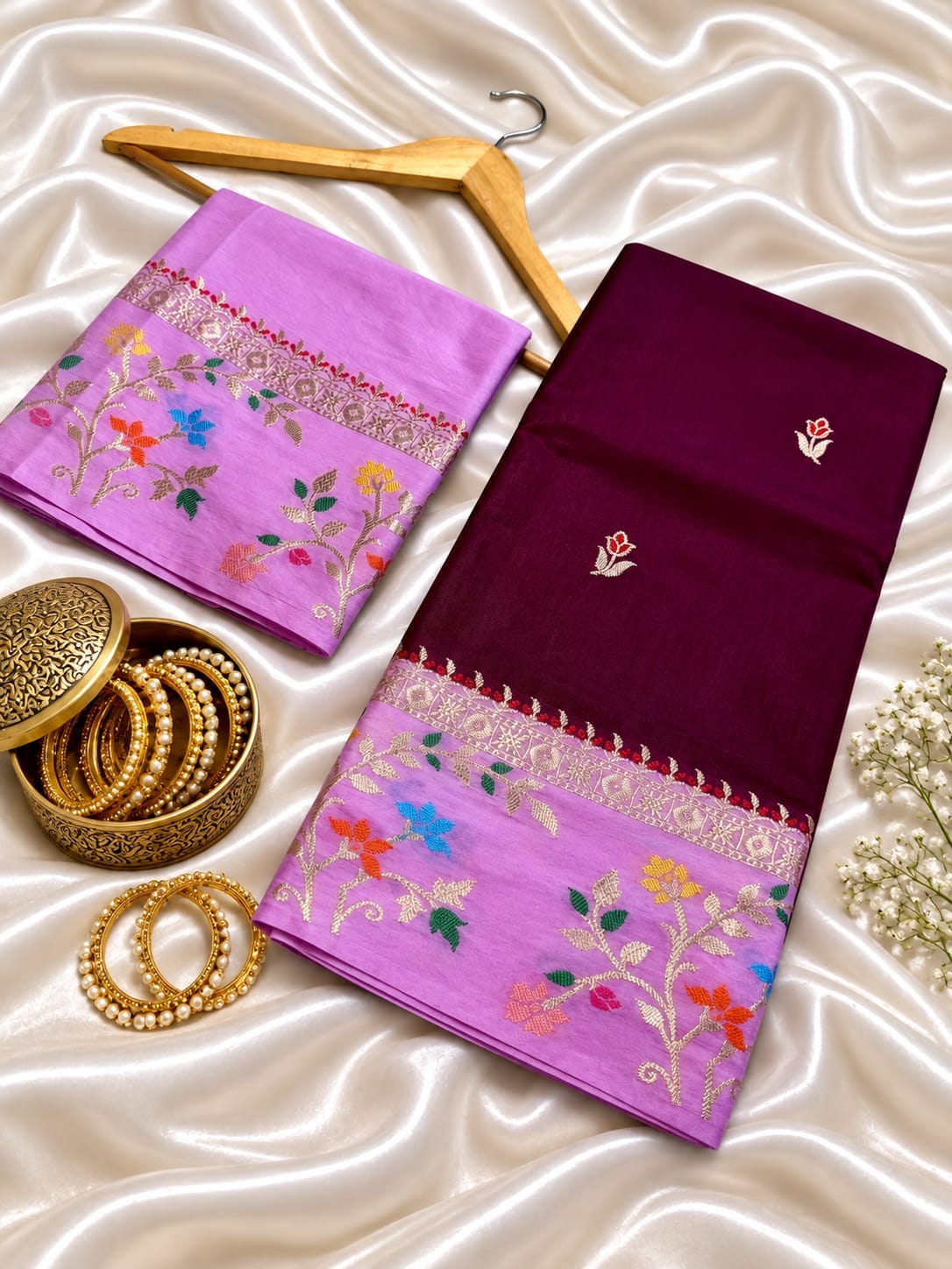 Maroon Banarasi Soft Silk Saree Alna Apparels