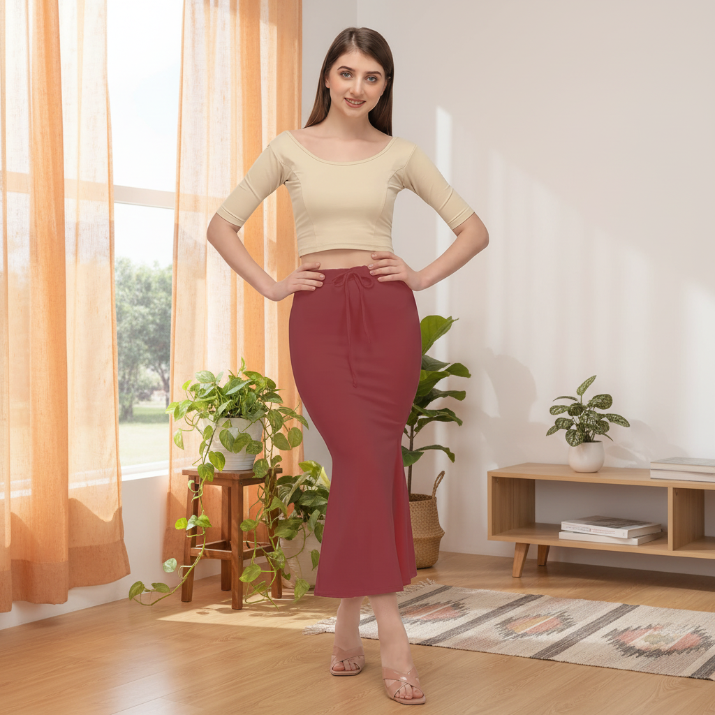 Maroon Color Lycra Everyday Comfort Saree Shapewear For Women Alna Apparels