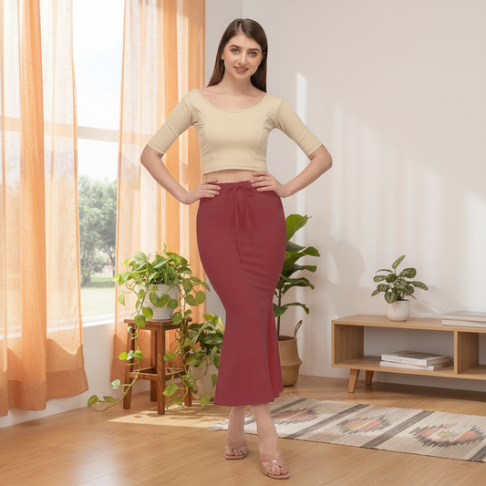 Maroon Color Lycra Everyday Comfort Saree Shapewear For Women Alna Apparels