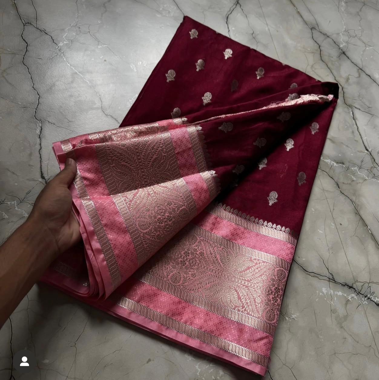 Maroon Banarasi Kathan Dupion Silk Saree - Alna Apparels