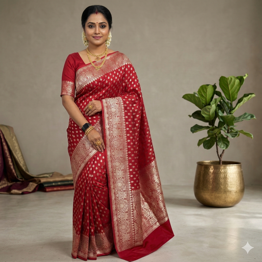 Maroon Banarasi Kathan Silk Saree Alna Apparels