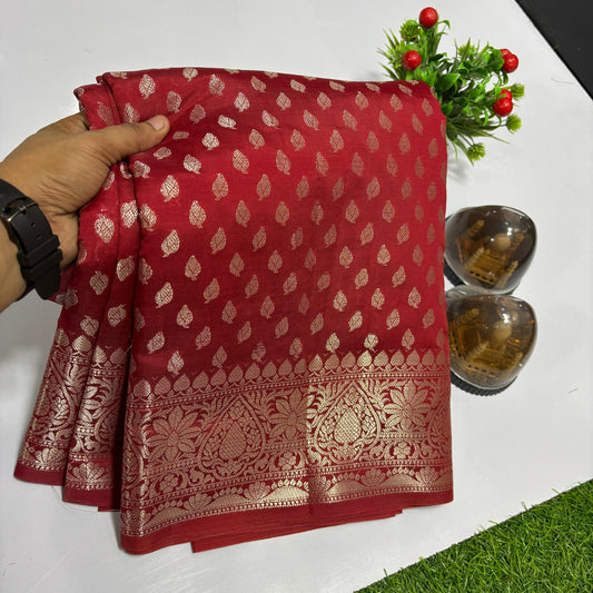 Maroon Banarasi Kathan Silk Saree