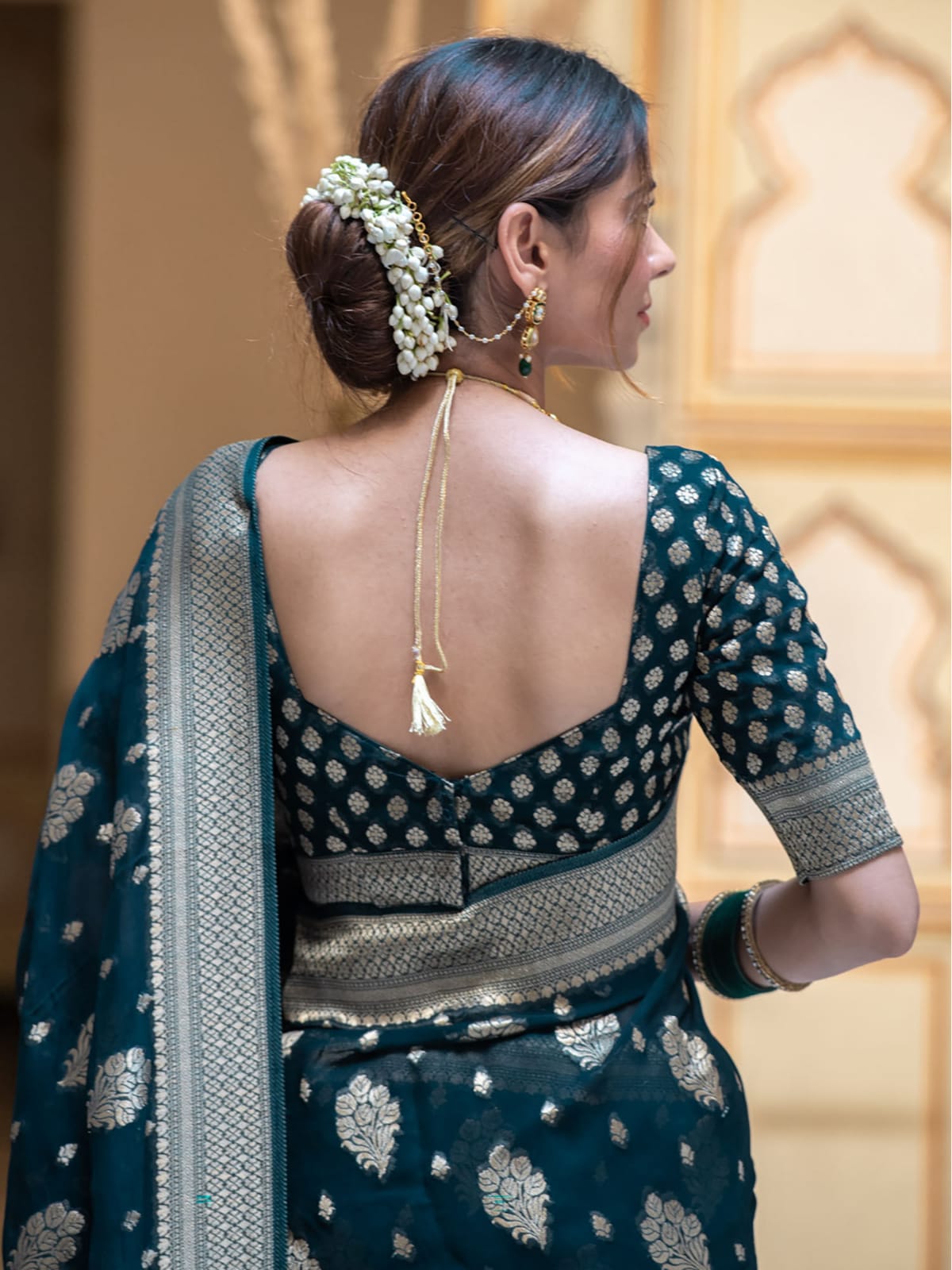 Navy Blue Banarasi Georgette Saree