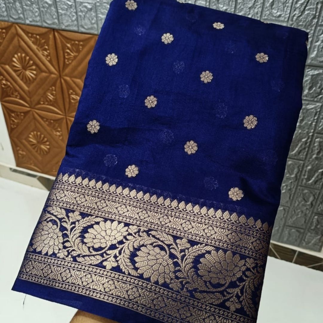 Navy Banarasi Kathan Silk Saree Alna Apparels